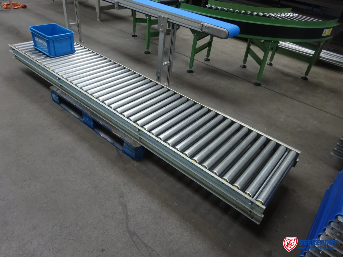 2x segment rollenbaan, stalen rollen,p/m